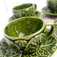 Quatuor de tasses en barbotine feuille de chou