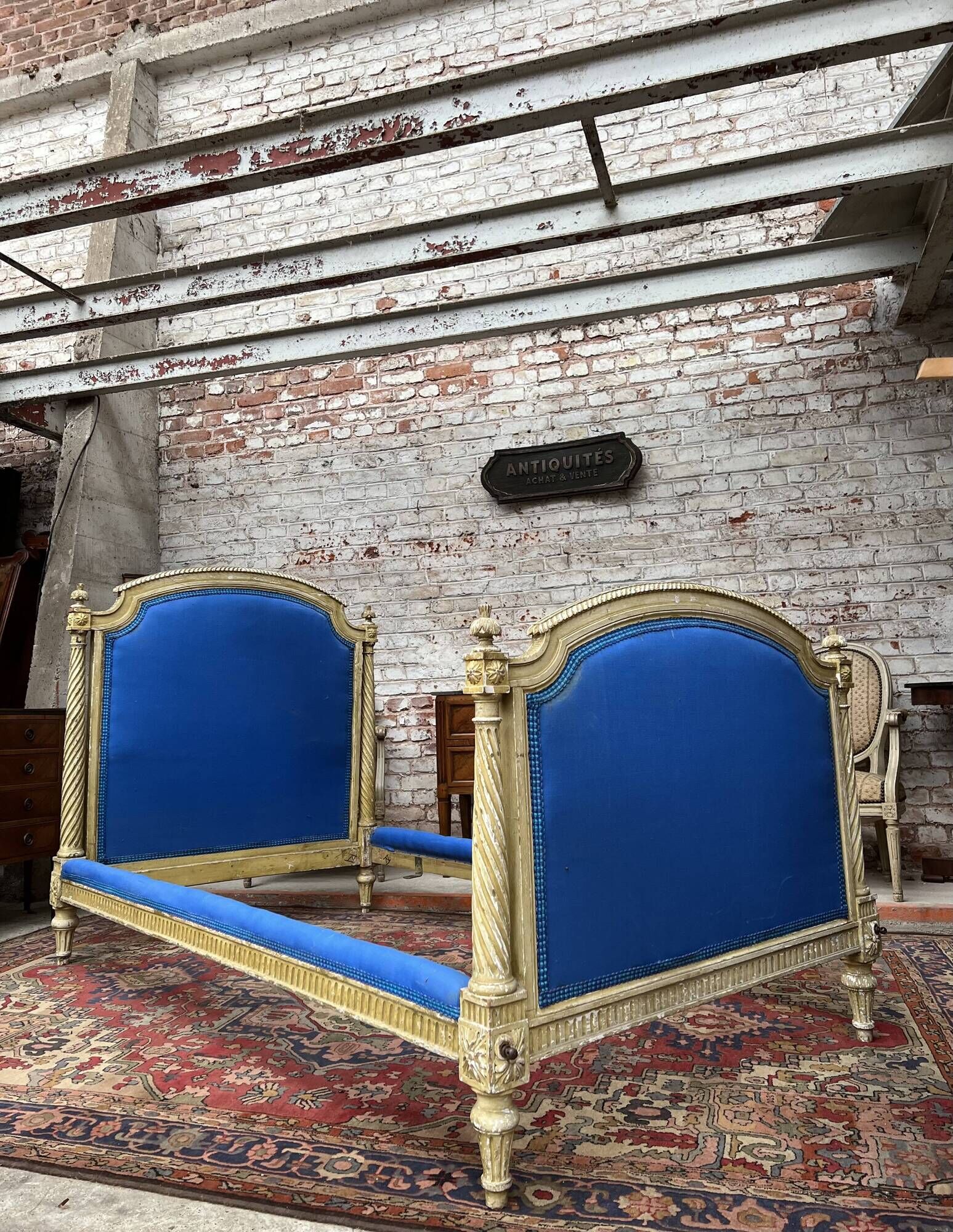 Pair of lacquered wooden beds Louis XVI XIXth