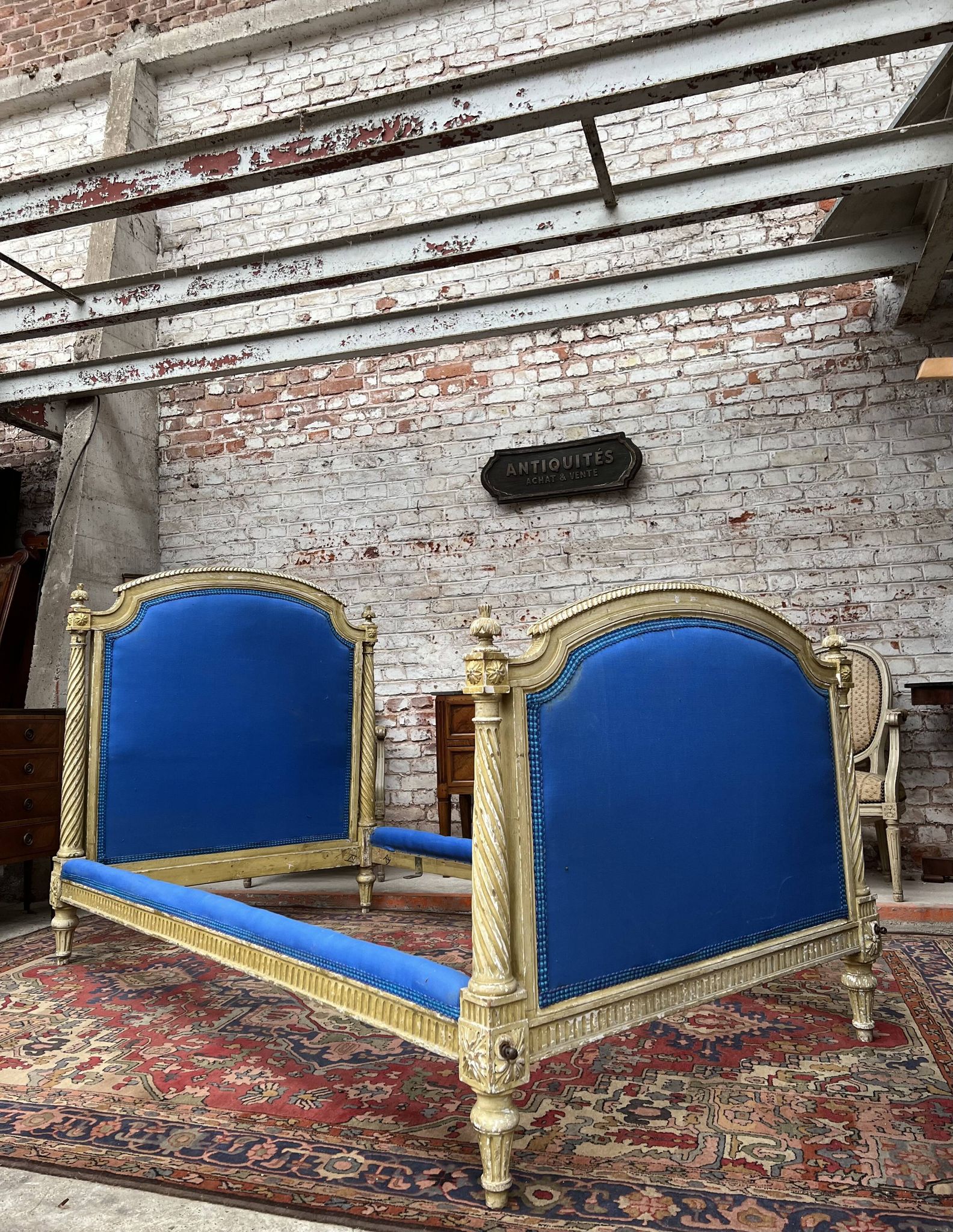 Pair of lacquered wooden beds Louis XVI XIXth