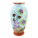 Vase in opaline opaline glass hand painted flower decoration