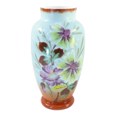 Vase en opaline verre opalin peint a la main decor de fleur