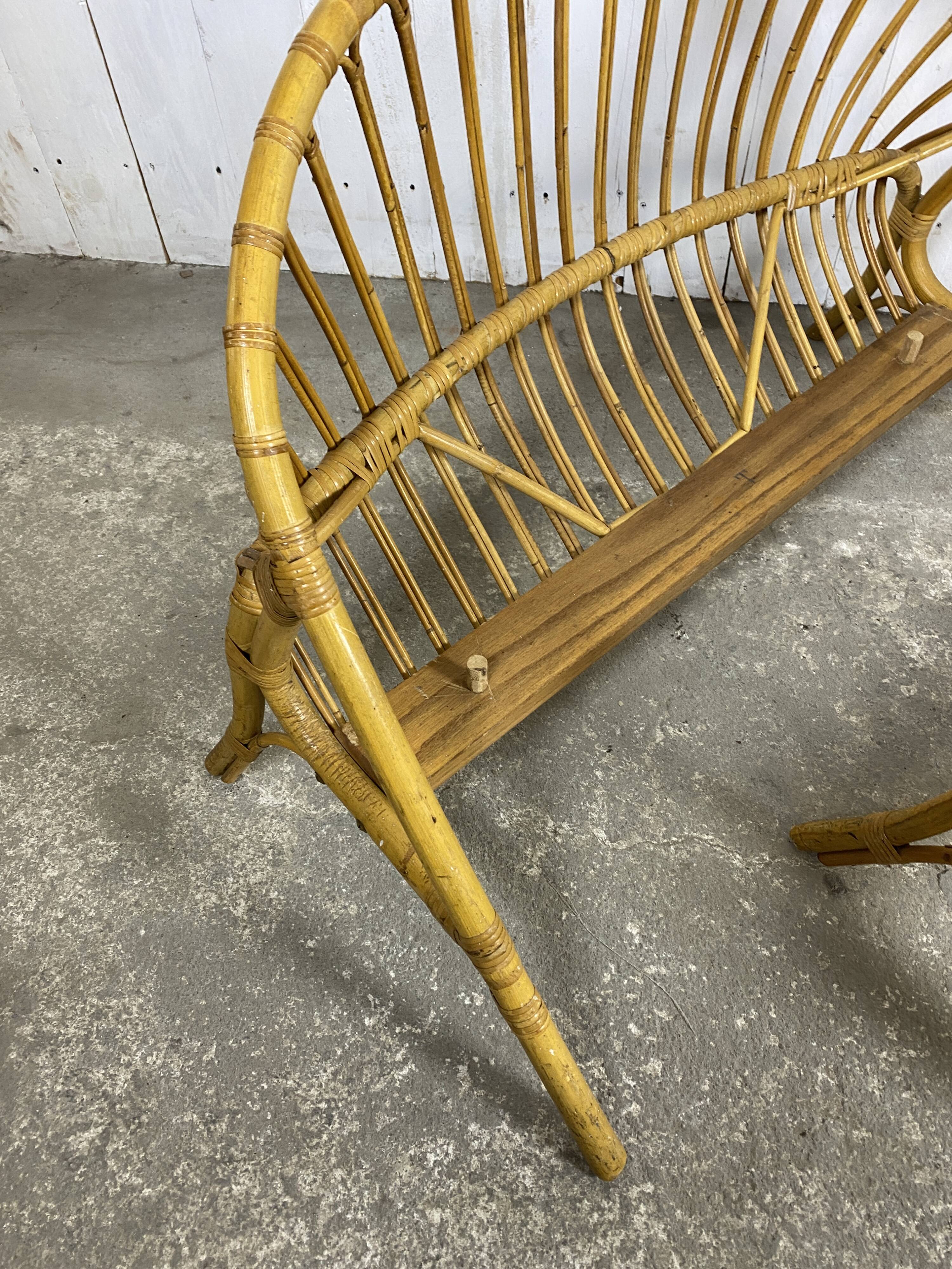 Antique rattan basket bed