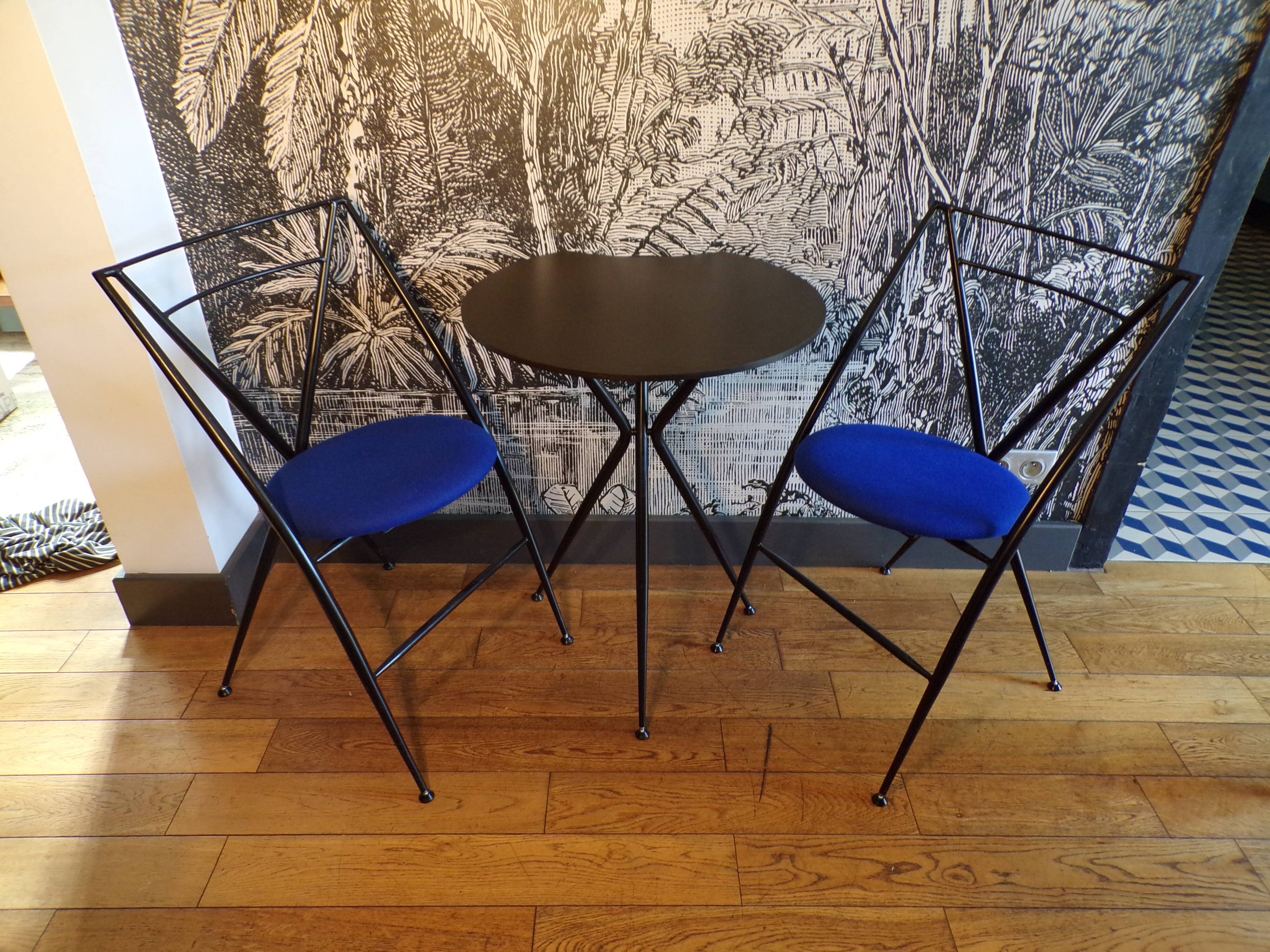 Set of 2 stools and Yamakado side table.