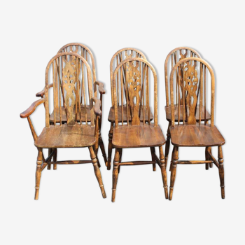 Set de 4 chaises 2 fauteuils des années 1940