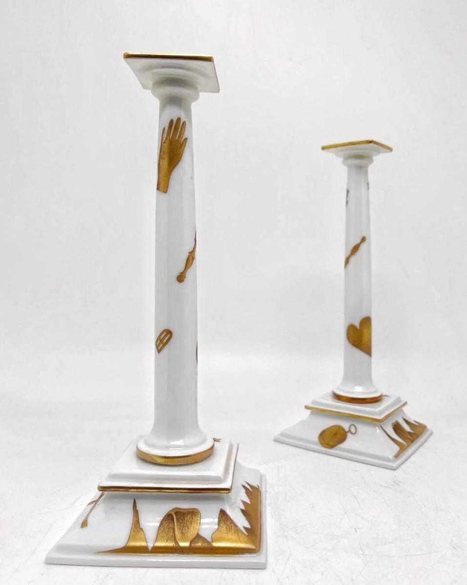 Rare pair of candlesticks designed by Gio Ponti for Ginori.