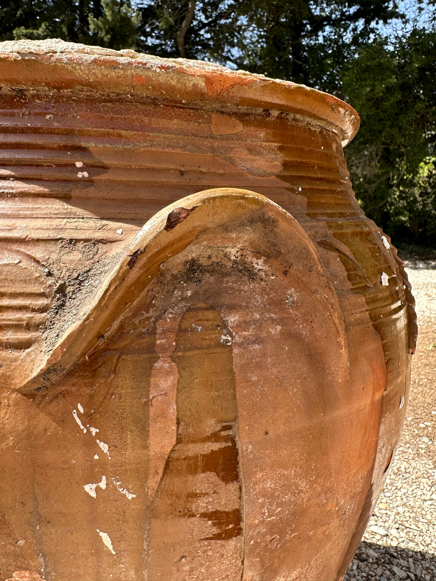 Ancient terracotta pottery jar