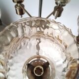 Chandelier in gilded brass and brown smoked glass with 5 branches