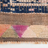 Pale orange & navy blue vintage runner rug 78x357cm