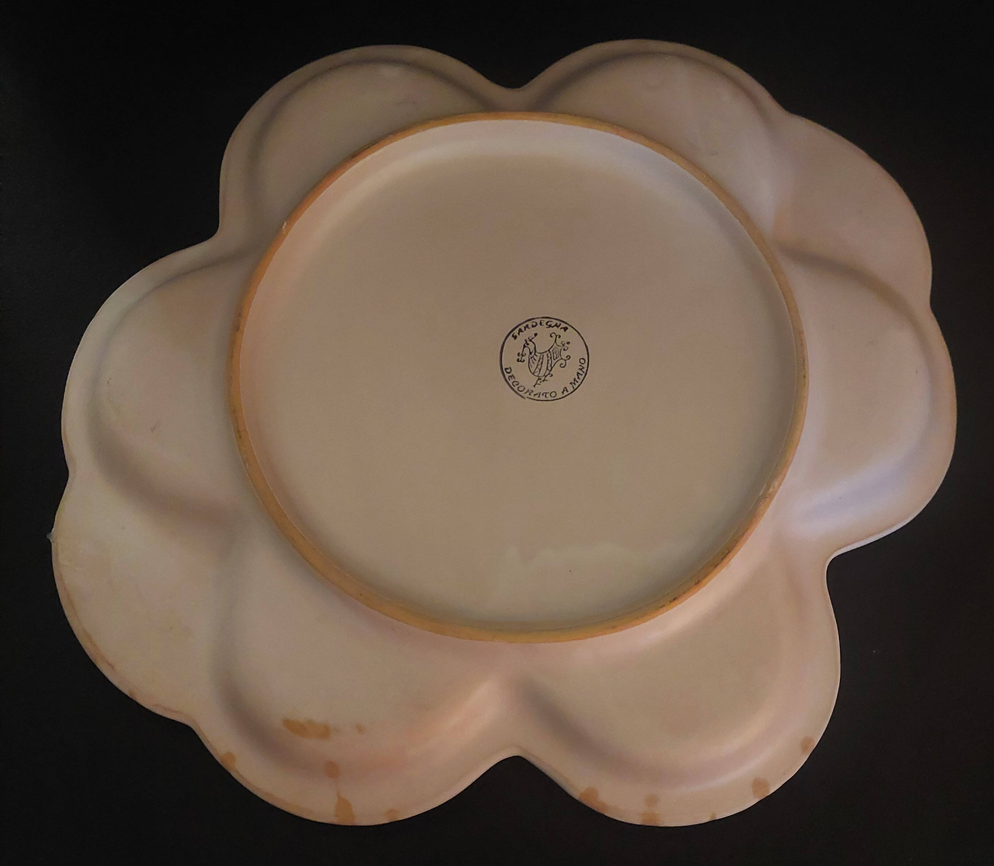 Hand decorated stoneware coffee service Sardinia Italy 20th century