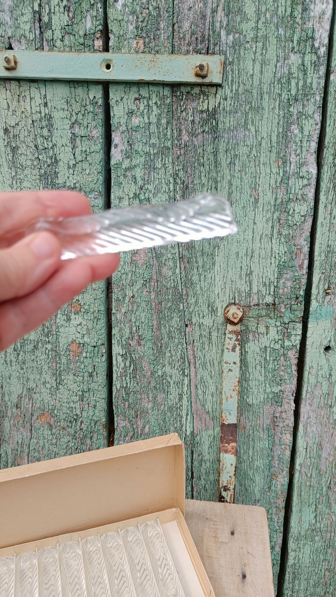 Lot de 12 porte-couteaux doubles vintage en cristal avec boîte