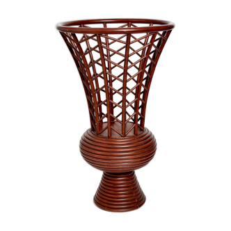 Decorative rattan vase 1970s, France