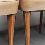 Ensemble de 6 chaises, simili cuir et bois, modernisme vintage années 50