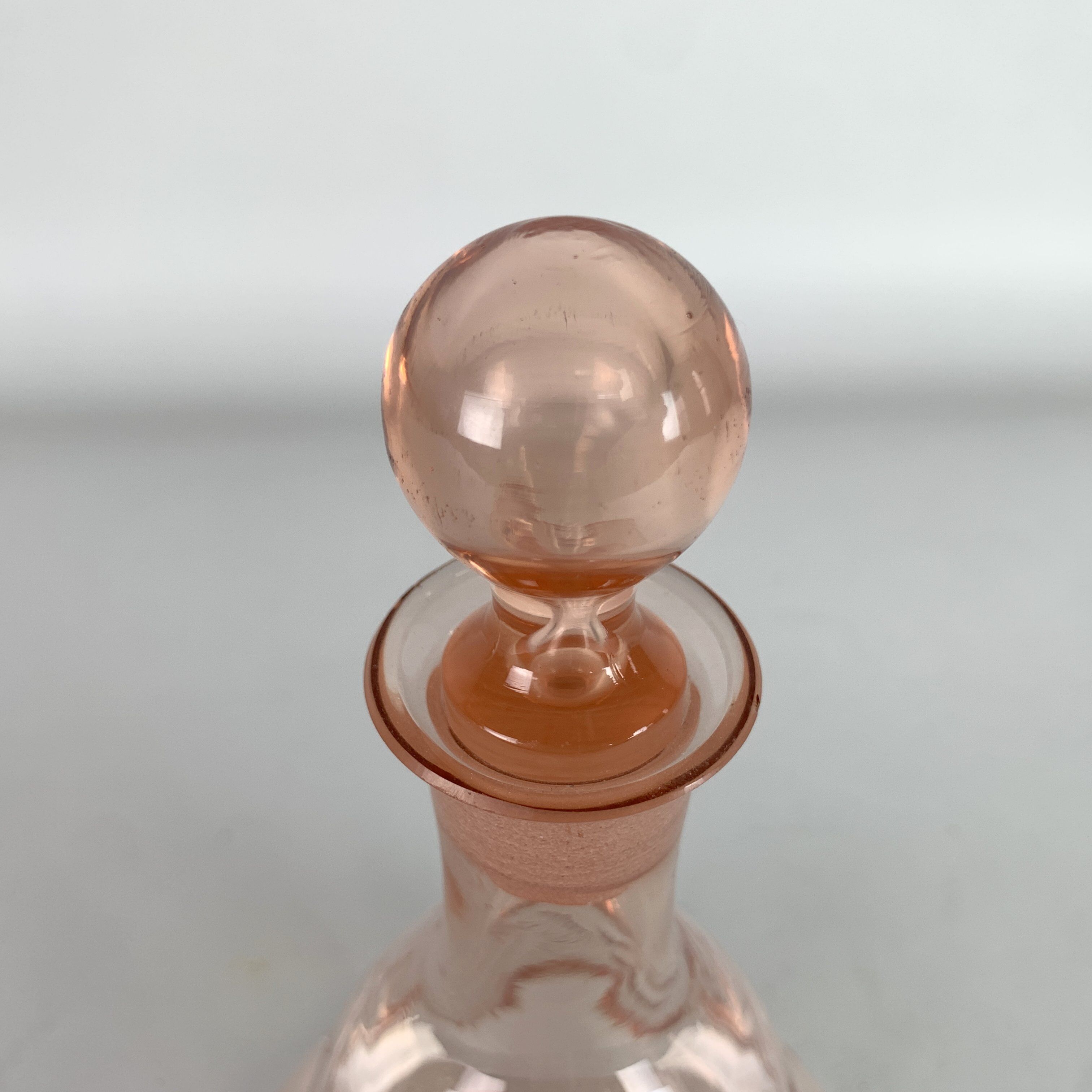 1950's bohemian rosaline cut glass carafe