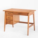 Vintage oak desk. Compass legs with drawers. France, 1950s