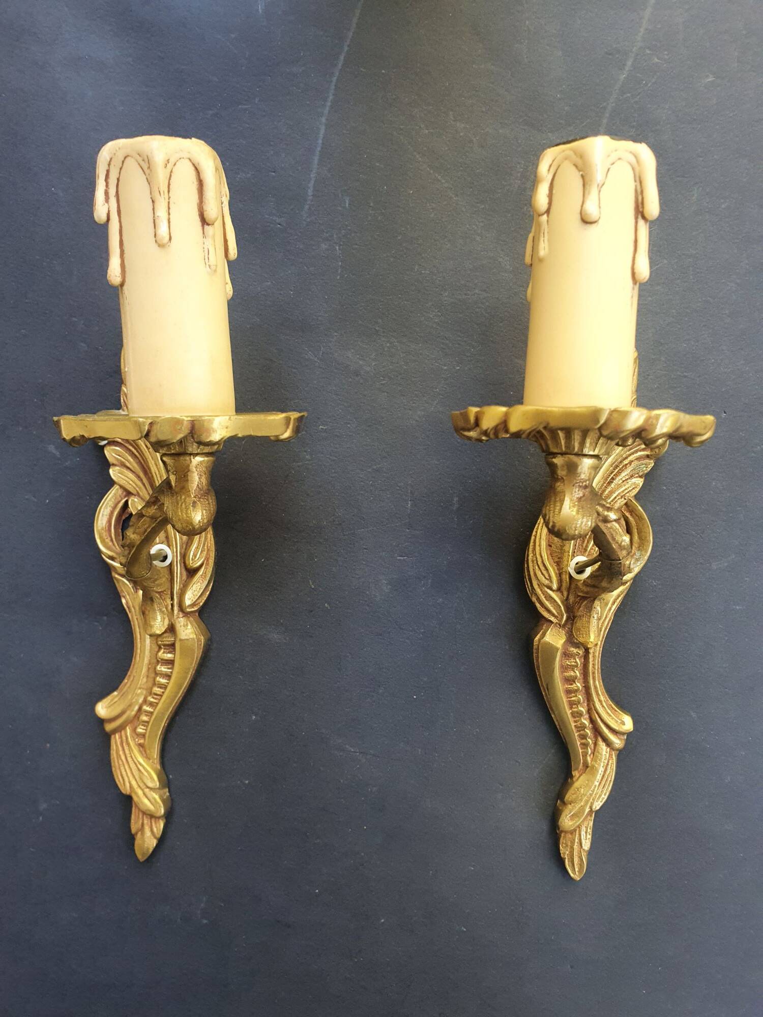 Pair of antique wall candle holders