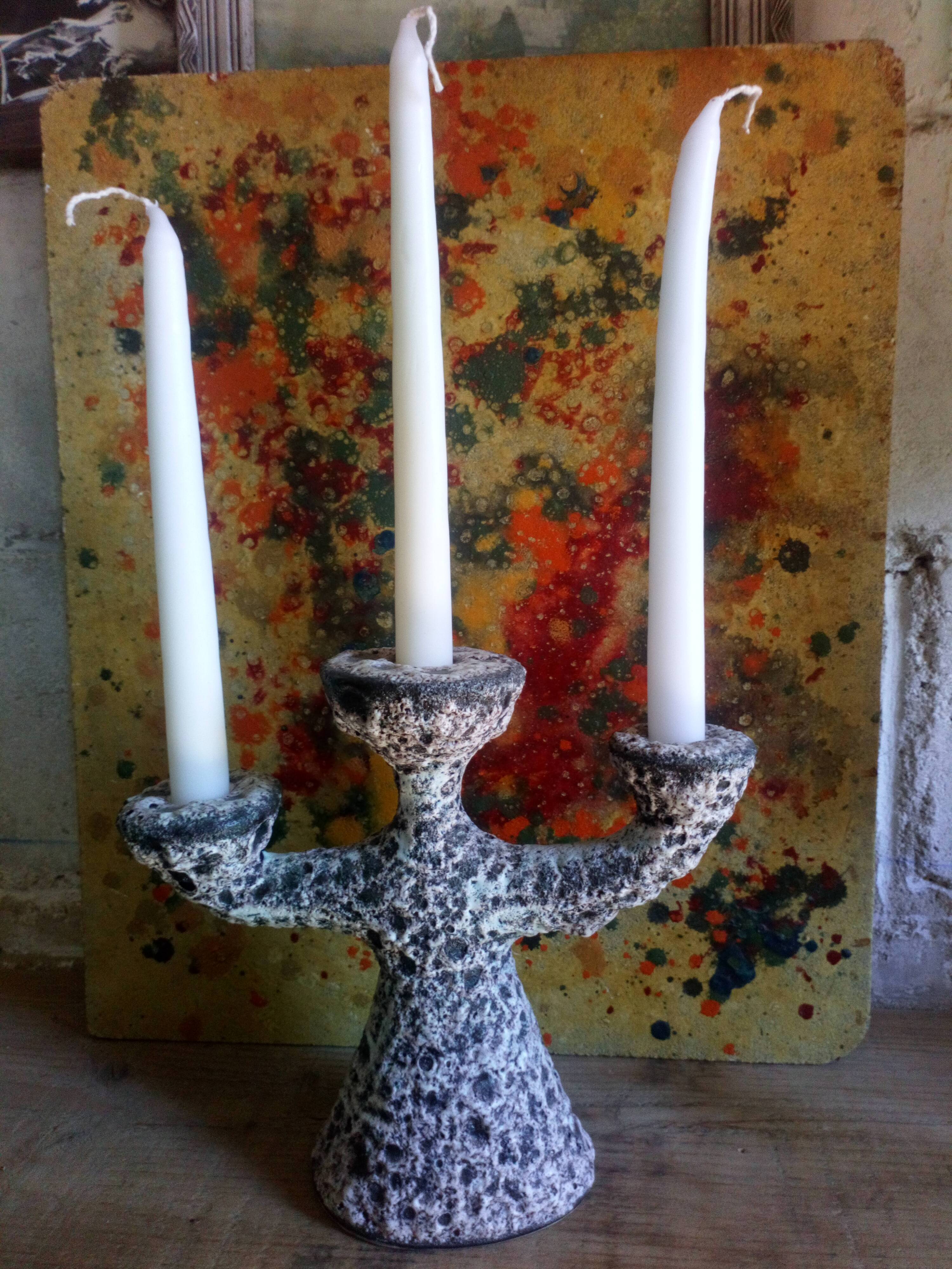 Ceramic scum three-branched lava candlestick