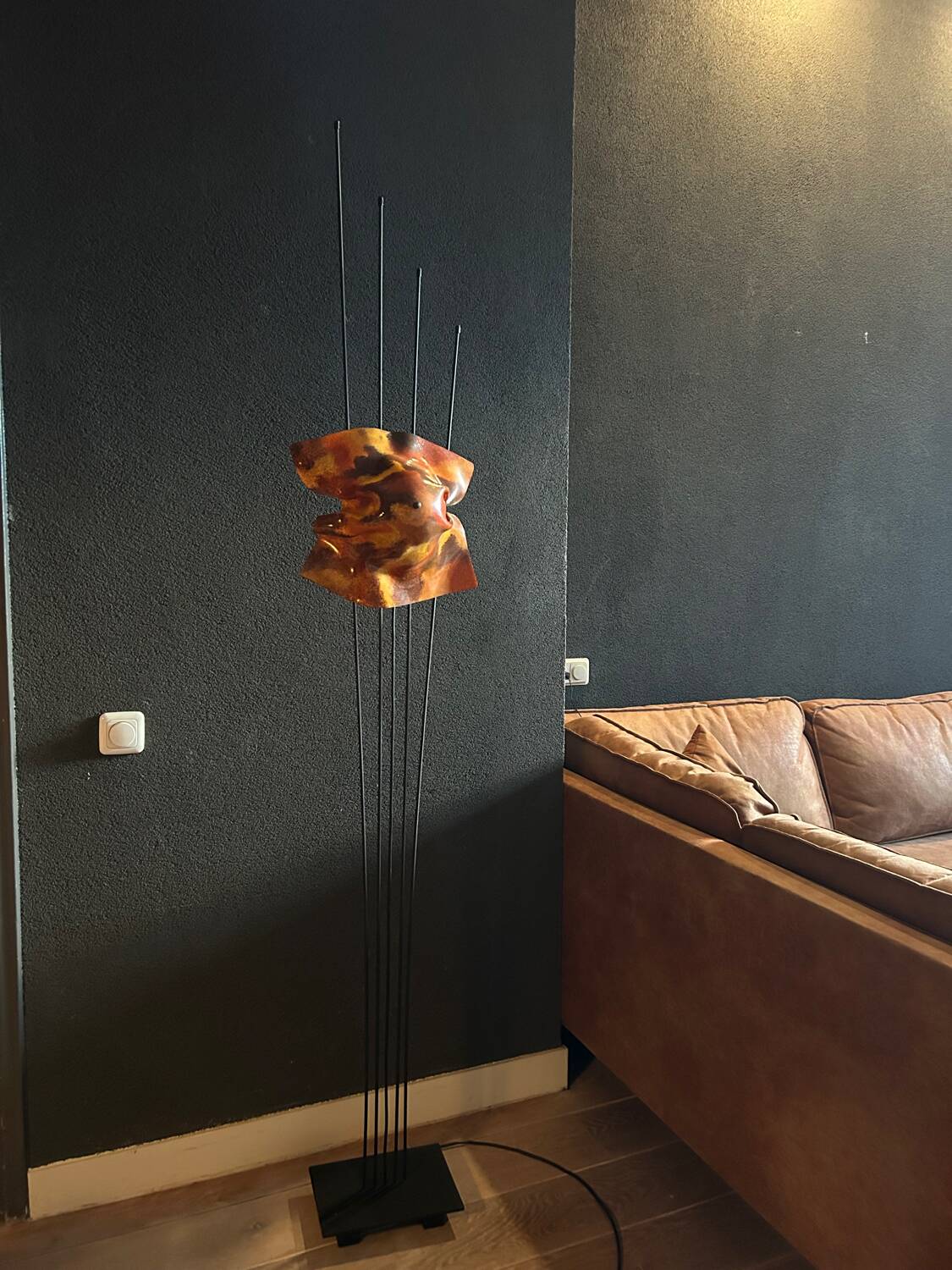 Lampe de sol vintage sculpturale – Verre artistique fait à la main
