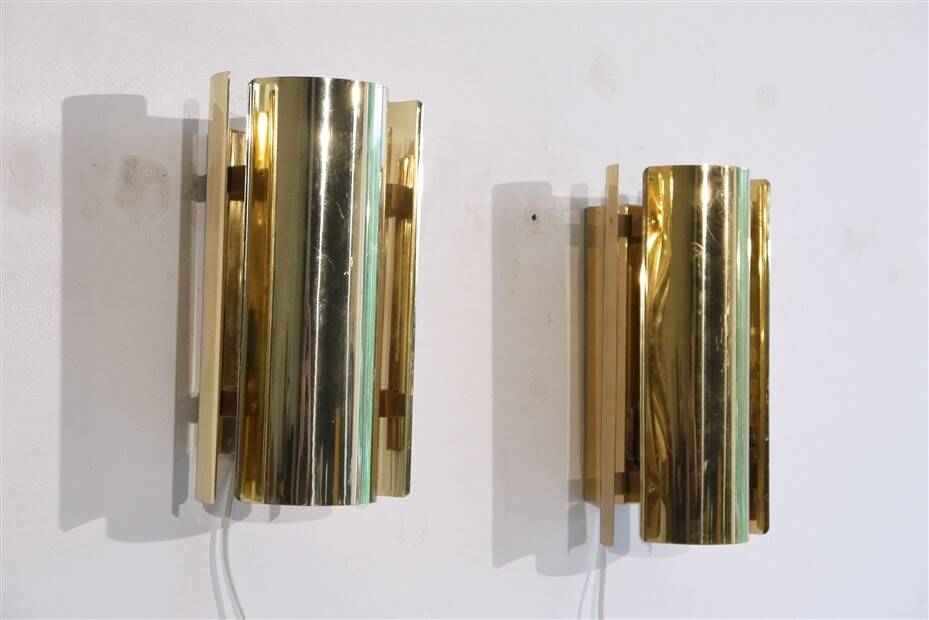 Pair of brass wall lights from Falkenberg 1970