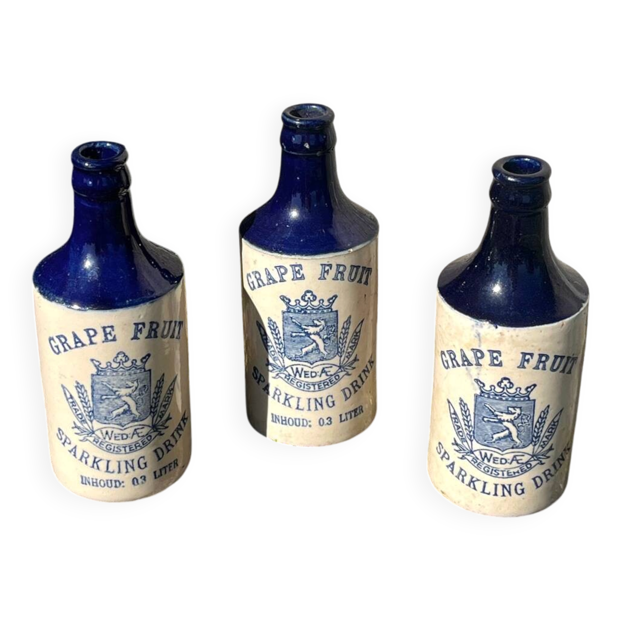 French stoneware grapefruit sparkling drink bottles