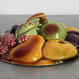 Old basket with lid fruits slurry Sarreguemines 40s