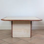 Travertine and marble coffee table