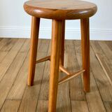 petit tabouret en pin années 60