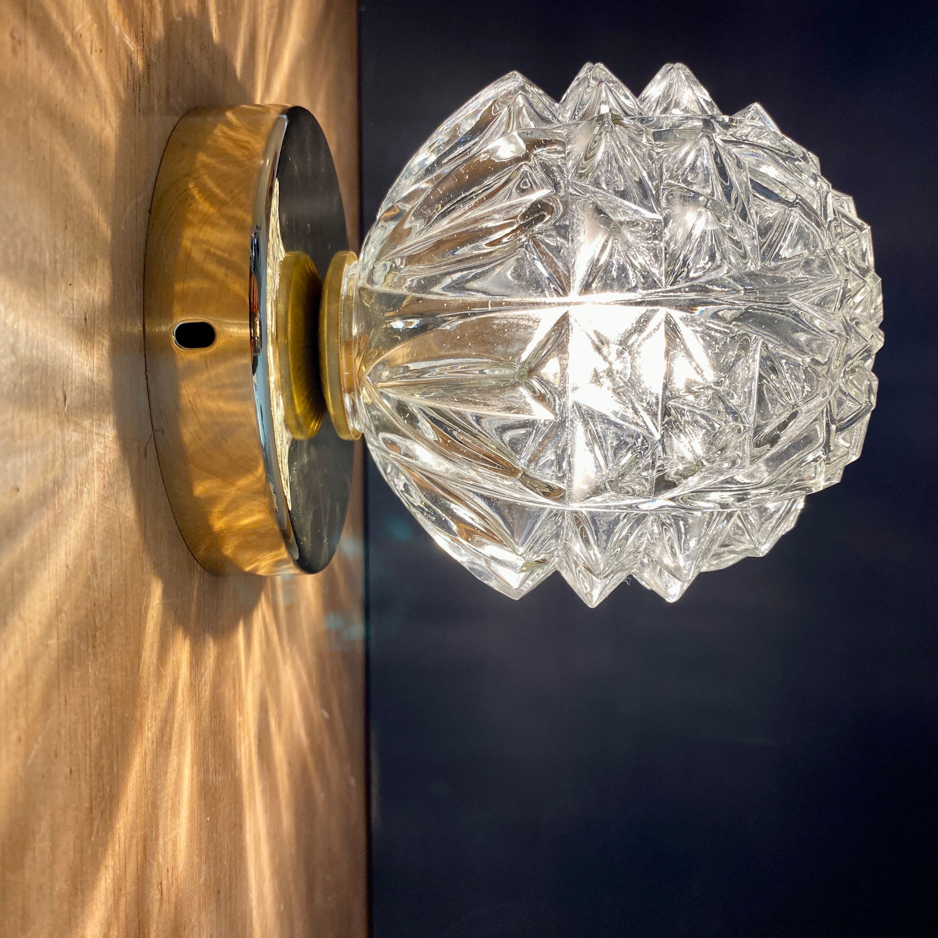 Vintage globe wall lamp, ceiling lamp in molded glass