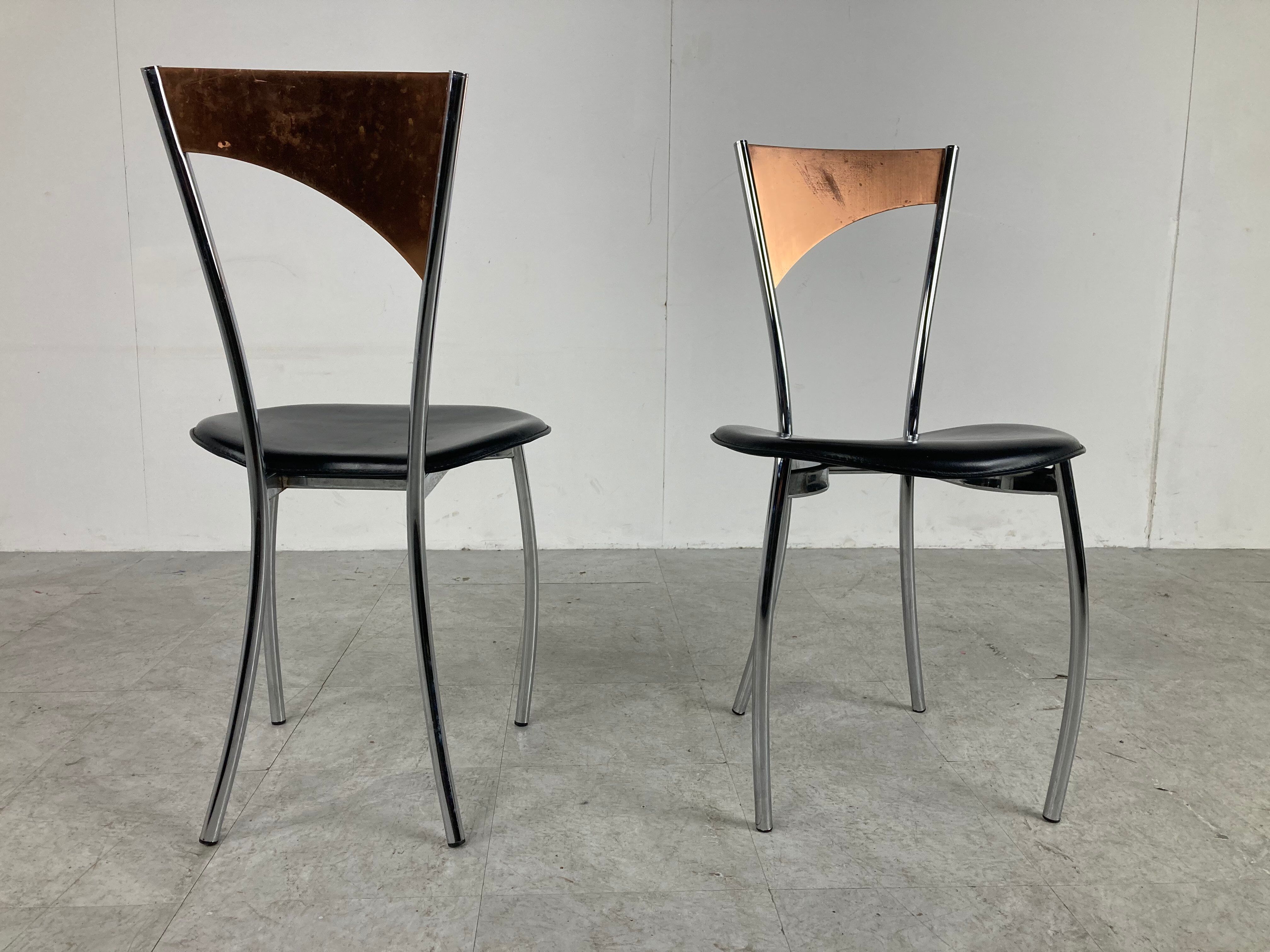 Rare dining chairs in copper by Cattelan italy, 1970s