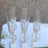 6 champagne flutes in glass and crystal, chiseled, vintage