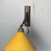 teak and metal midcentury swing arm wall lamp, Dutch 1960s