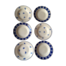 Set of six blue soup plates