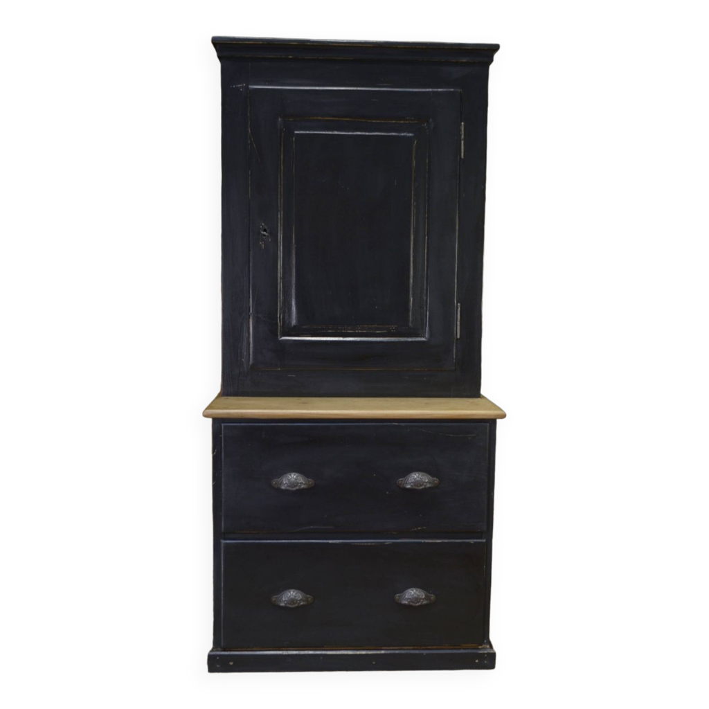 Petite Armoire à 2 tiroirs en sapin 1960 Selency