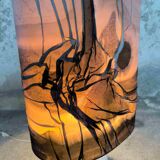 Vintage owl lamp made of natural stone