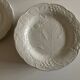Set of 12 English earthenware plates Burleigh Davenport relief Vine leaf and strawberries