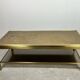 Vintage 70'S Hollywood Regency Brass and Iridescent Glass Coffee Table