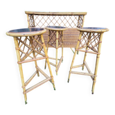 Ensemble bar tabourets osier vintage