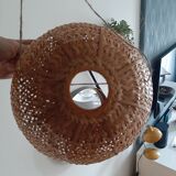 Vintage lampshade wicker braided varnished
