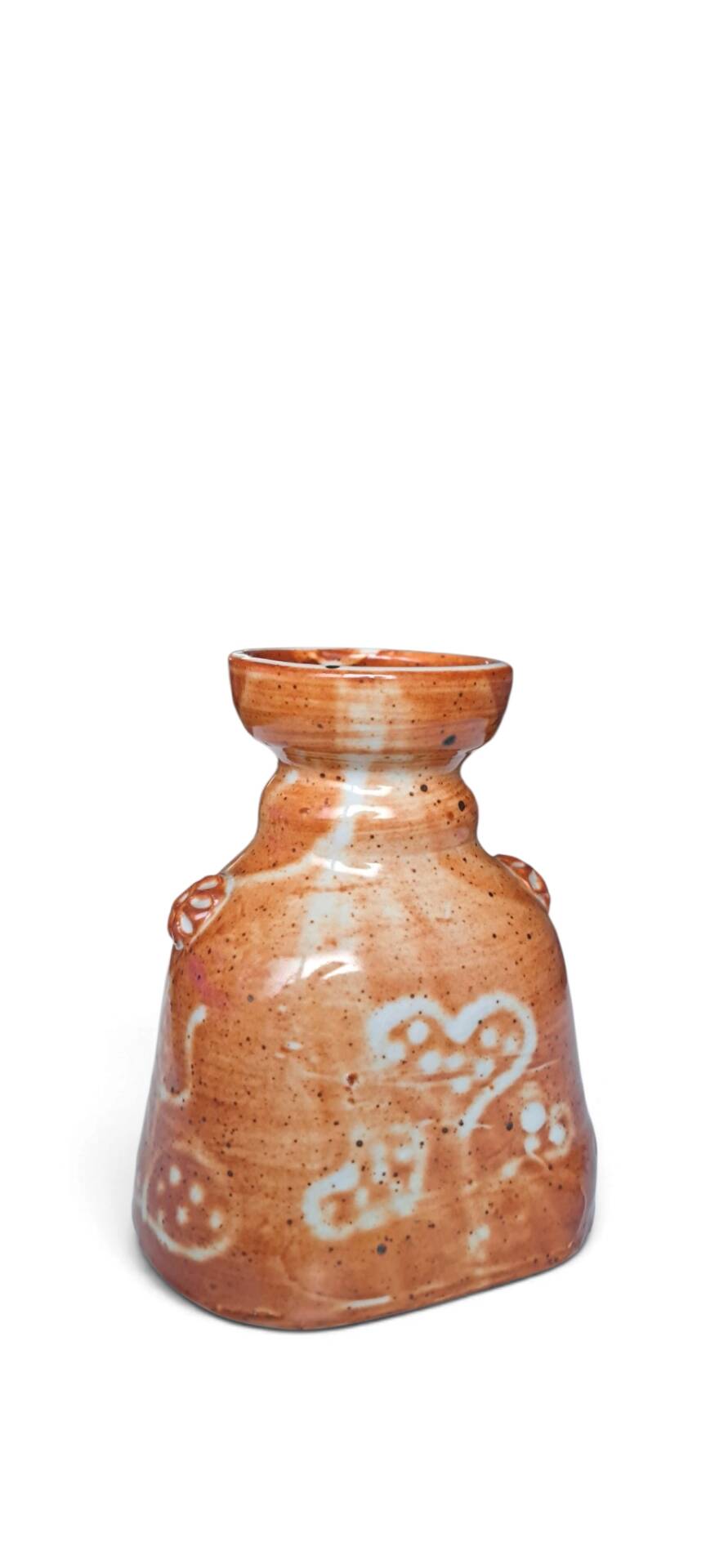 Artisanal Stoneware Vase Folk Art — Signed