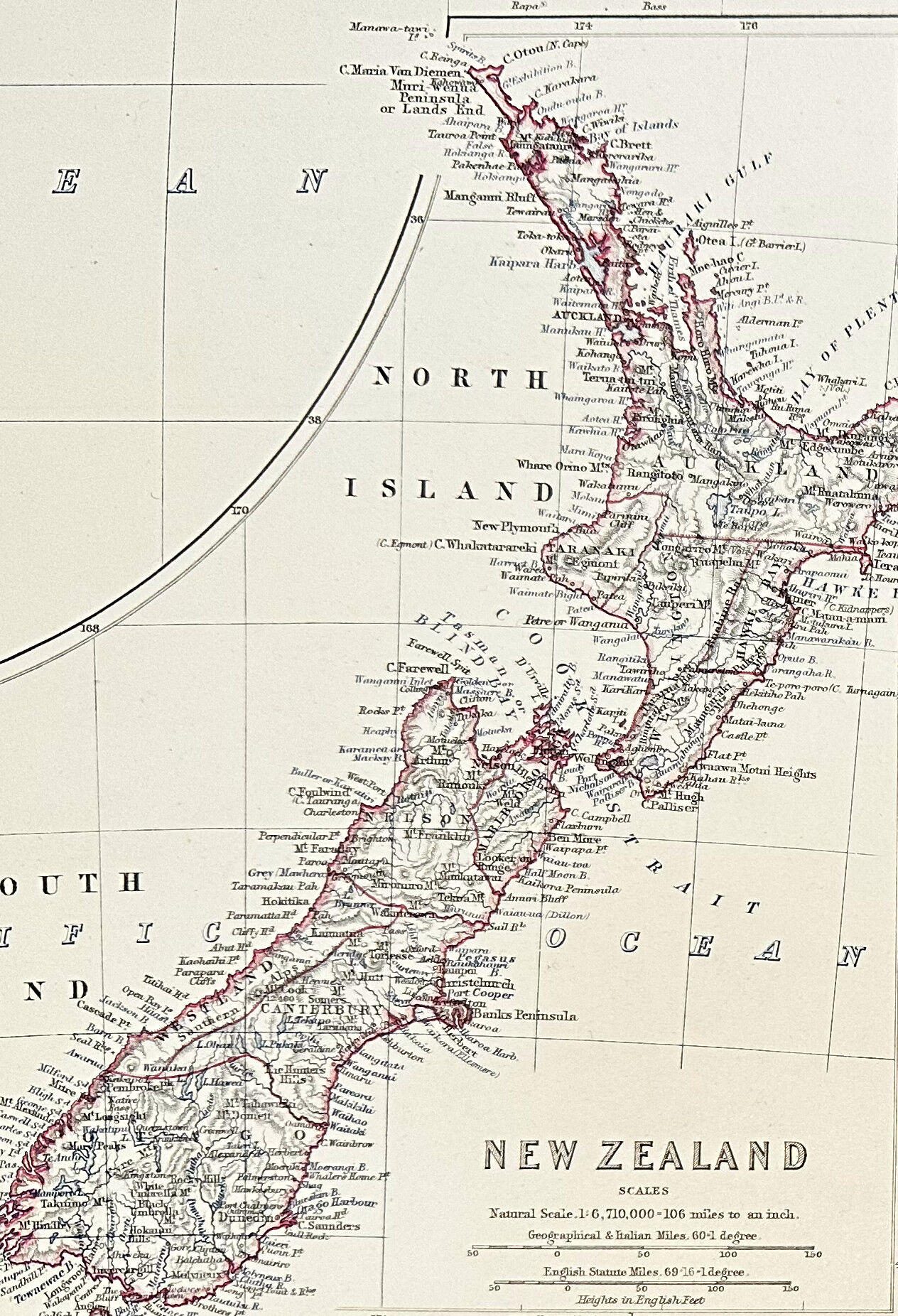 Map of The Atlantic Ocean c1869 Keith Johnston Royal Atlas Hand coloured map