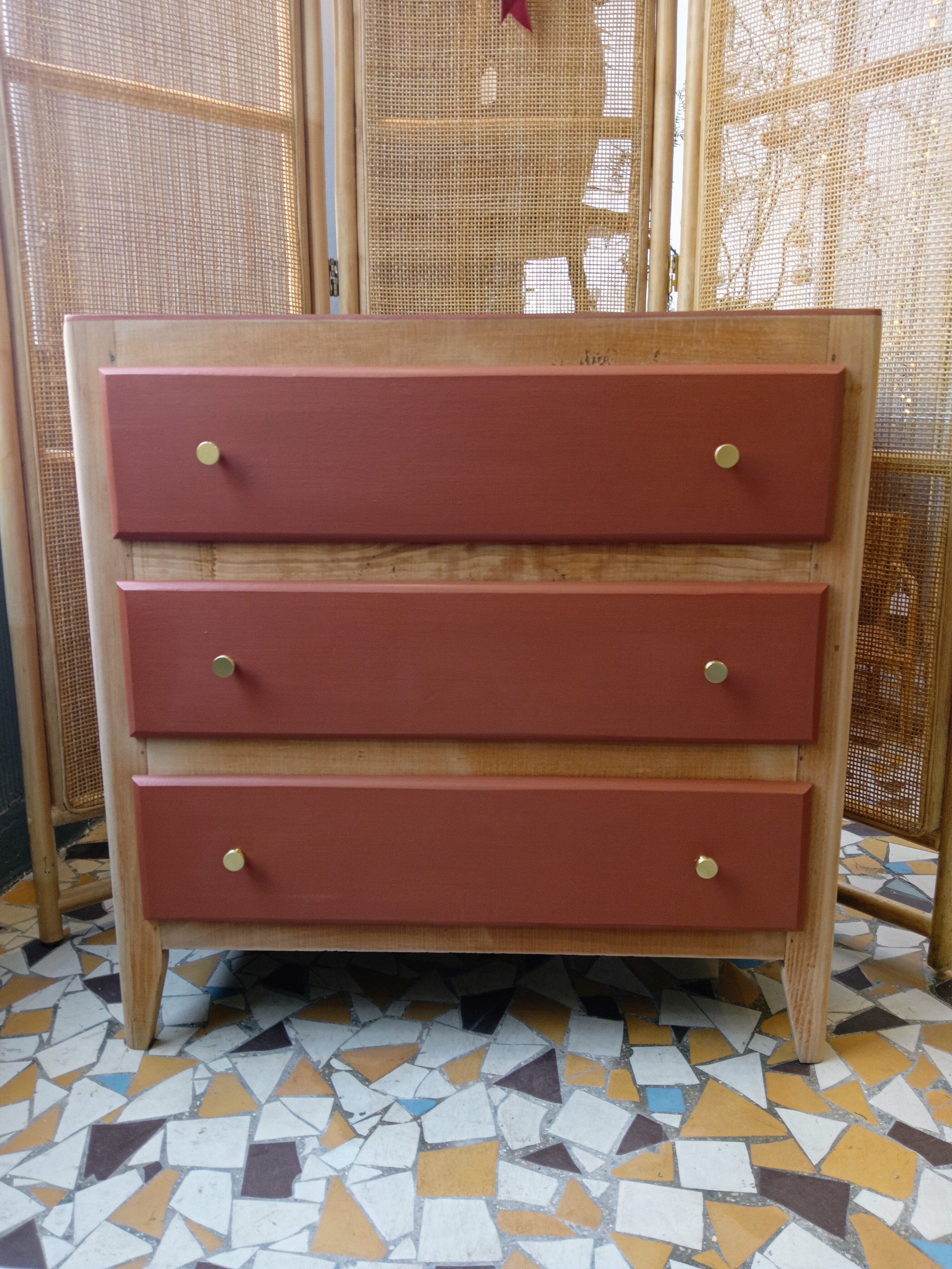 Commode revisité bois et terracotta | Selency