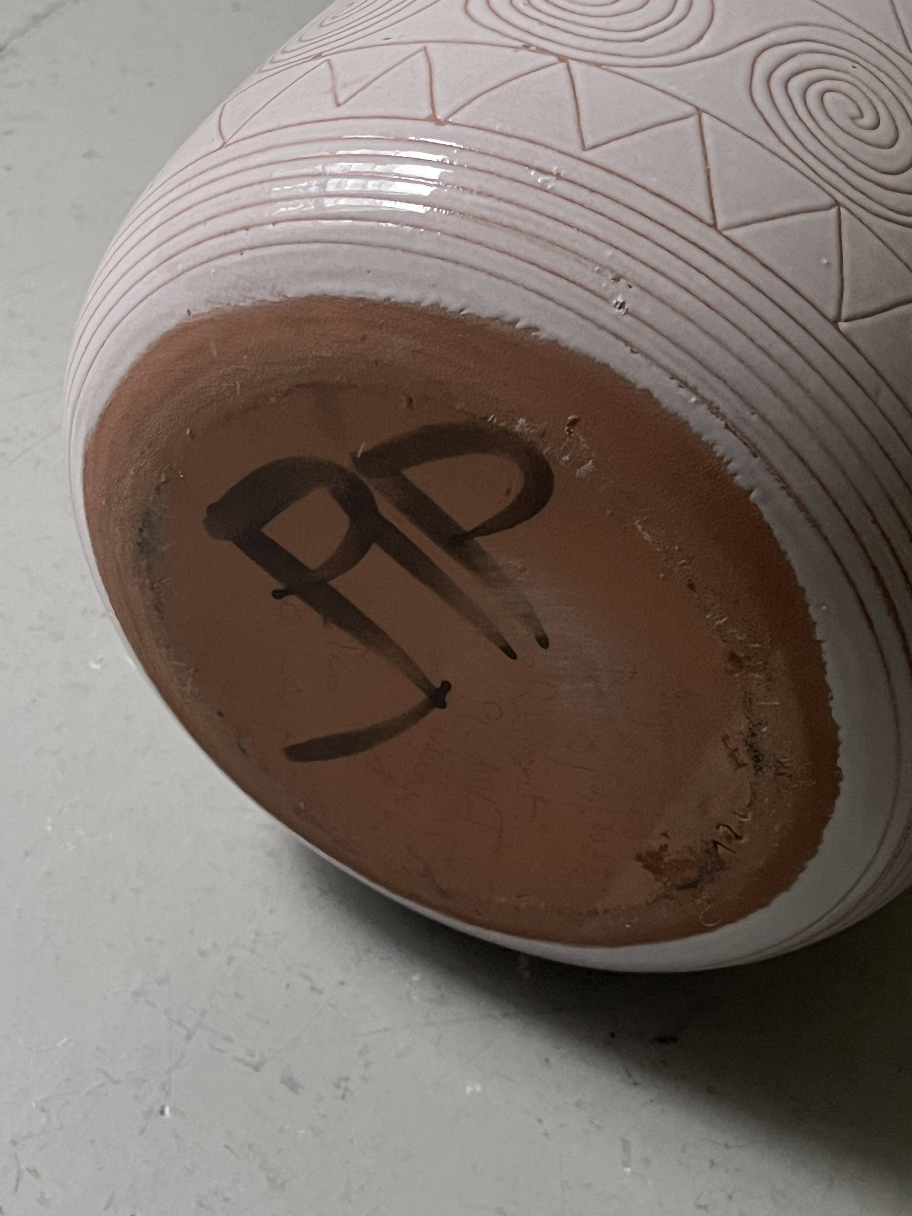 large vase / cache pot in enamelled ceramic signed Robert Picault, Vallauris 1950