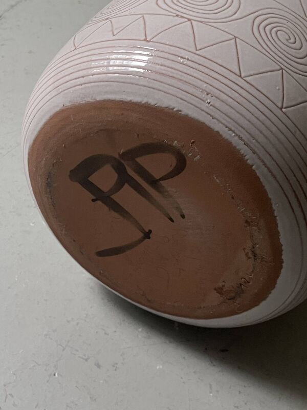 grand vase / cache pot en céramique émaillée signée Robert Picault, vallauris 1950