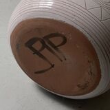 large vase / cache pot in enamelled ceramic signed Robert Picault, Vallauris 1950