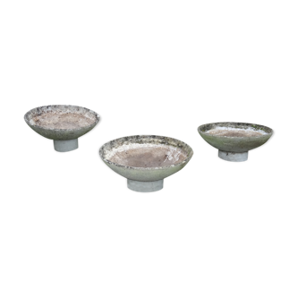 Series of three concrete planters design René Pechère edited by Eternit 1958