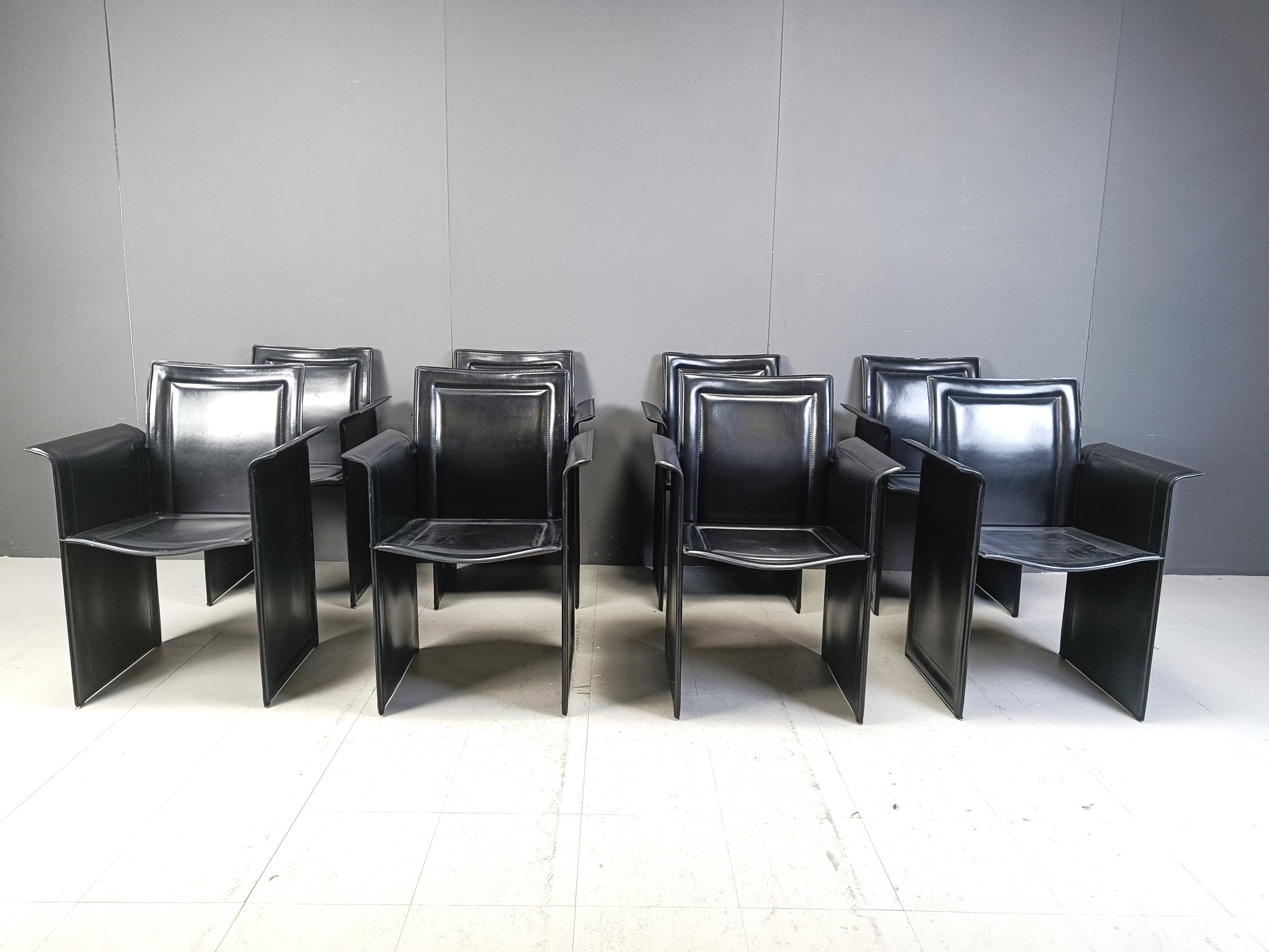 Vintage dining chairs by made in italy, 1970s - set of 8