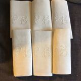 Set of 6 19th century hunting napkins marked “PB”