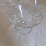 7 crystal champagne glasses engraved by Paul Nicolas (1875-1952) D'Argental