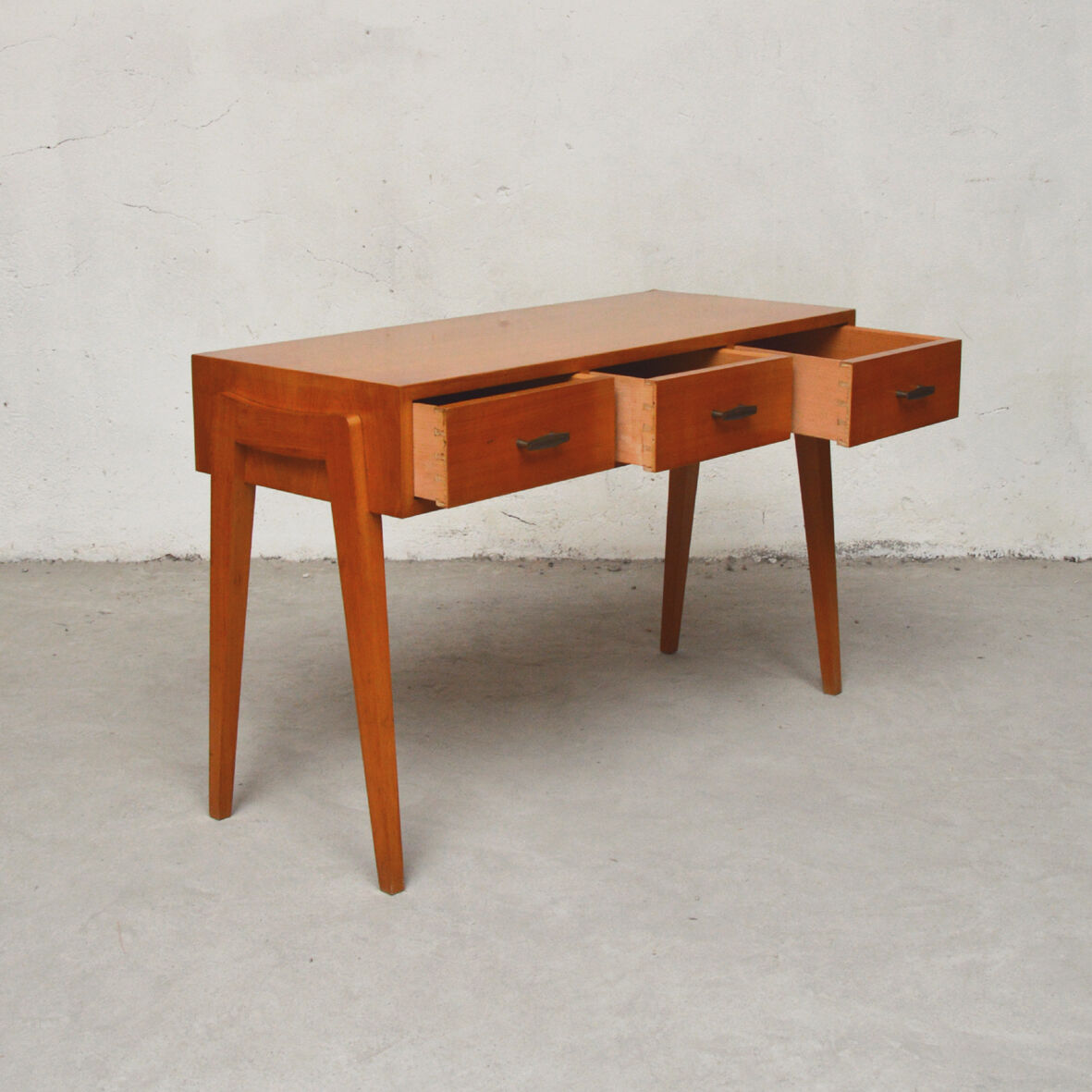 3-drawer console with compass feet, 1960