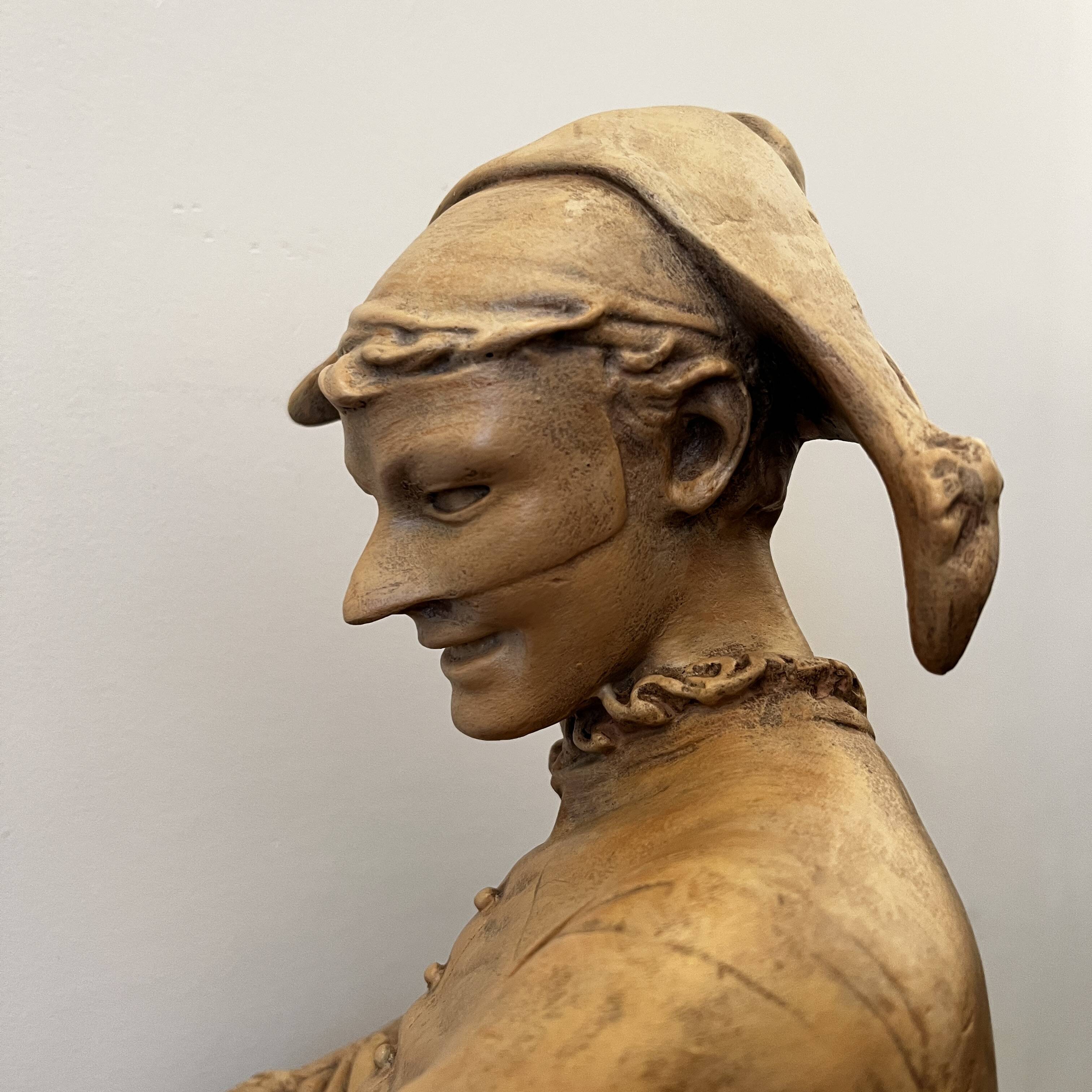 Charles René de Saint-Marceaux 'Harlequin' terracotta sculpture, 19th century