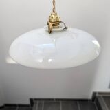 Suspension, Art Deco portable lamp in smooth opaline